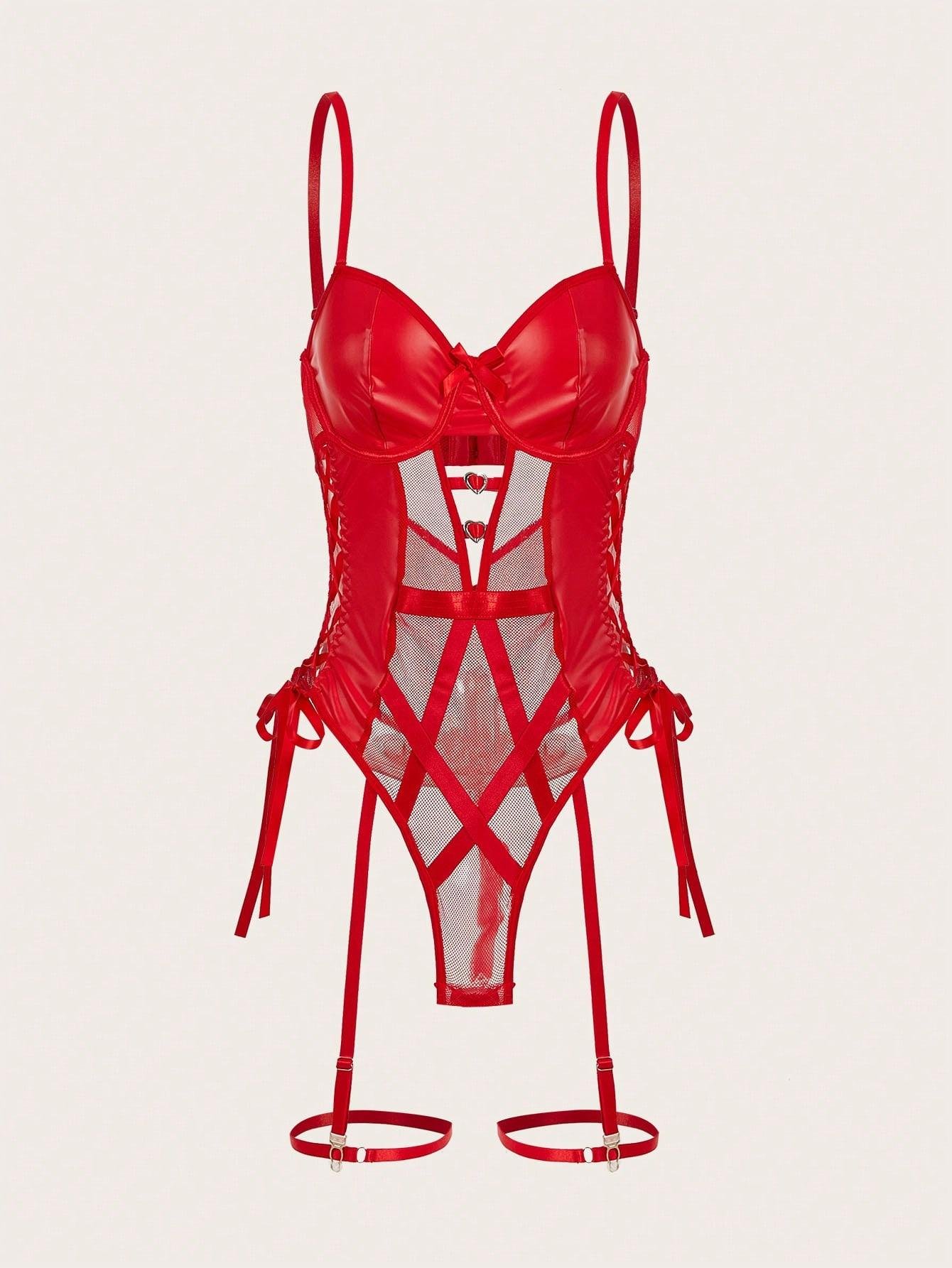 3pcs Mesh Lingerie Set with Garter & Thong - Image 8